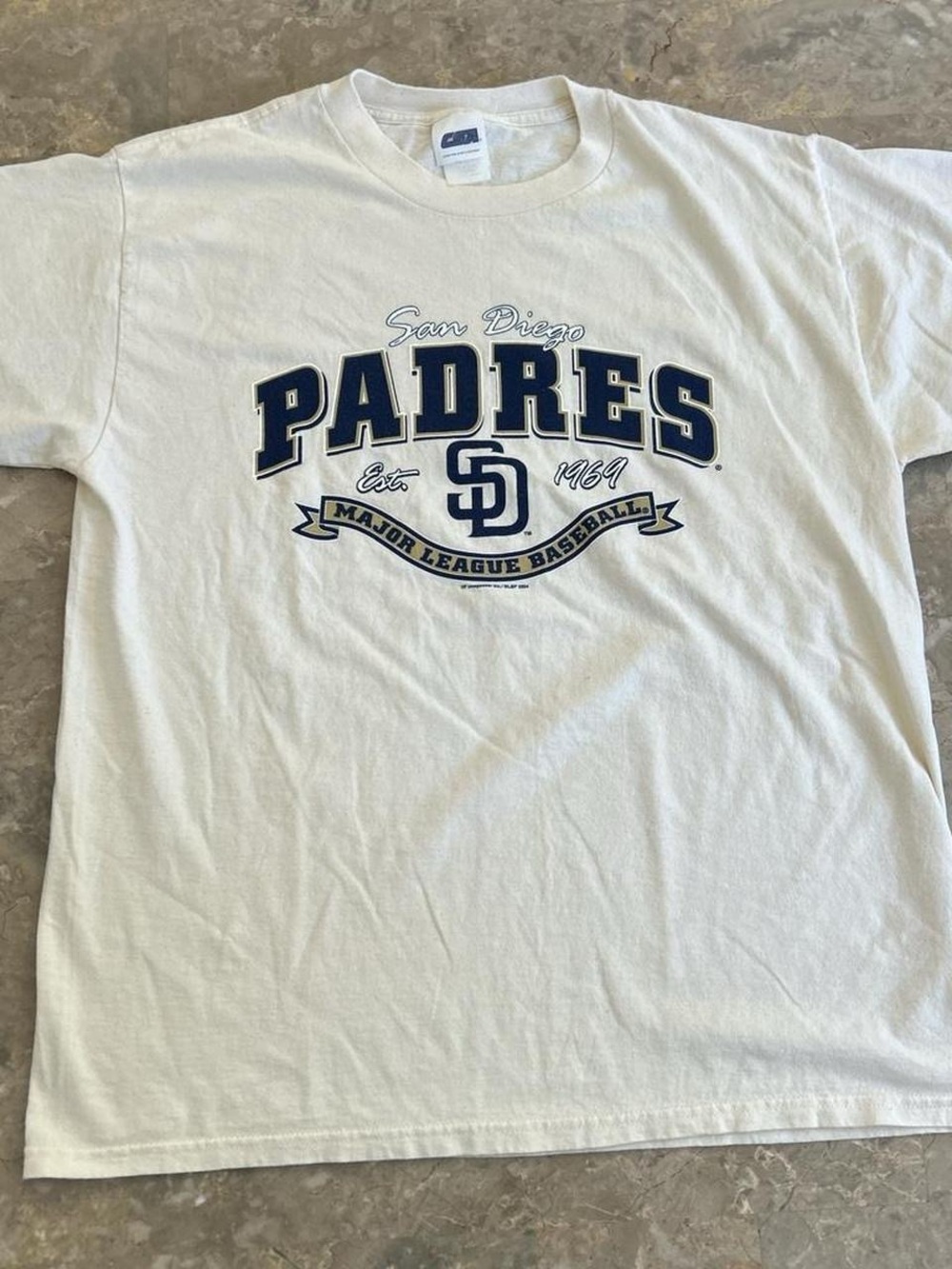 Vintage 2004 CSA San Diego Padres MLB T Shirt USA Made Off White Large L